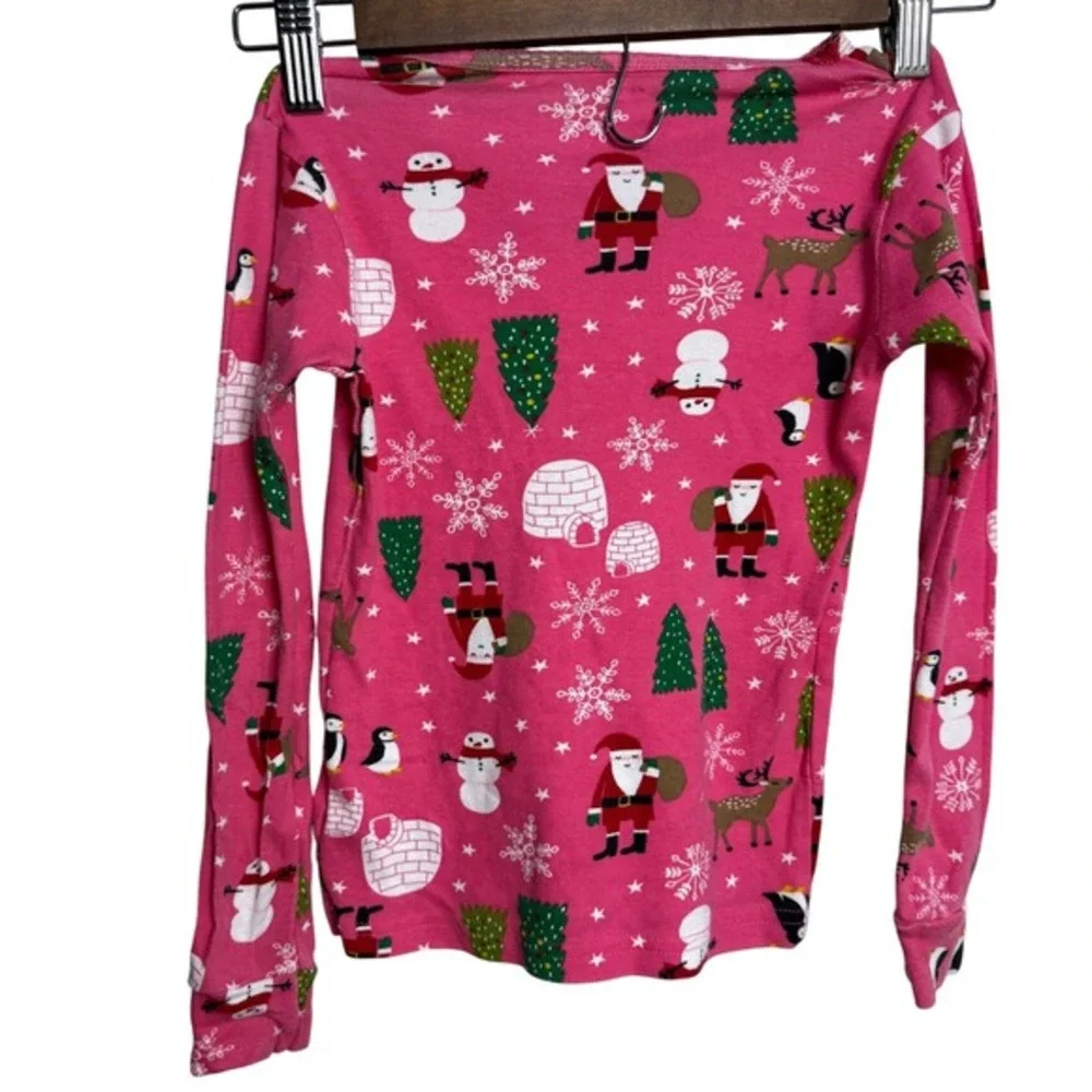 Carter's Kids‎ Girls 7 Pink Christmas Long Sleeve Pajama Top Holiday Loungewear